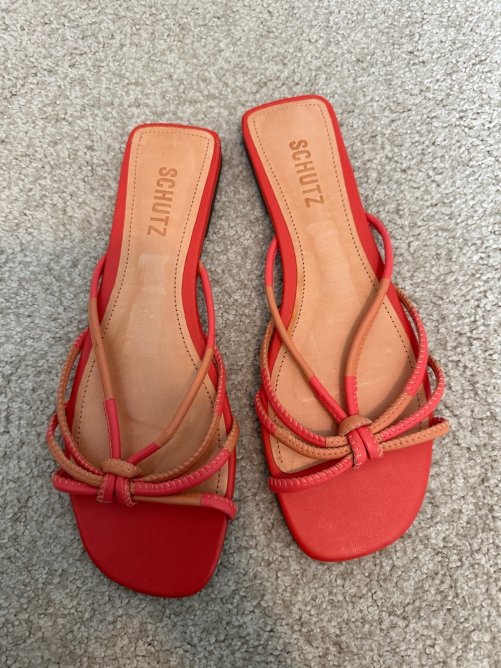 SCHUTZ Nathy Strappy Sandal 8.5 Coral/Toasty